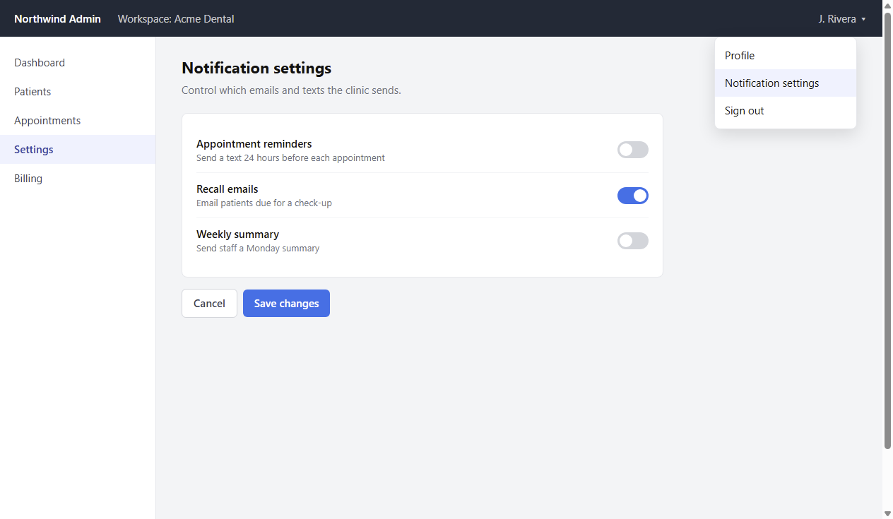 Step 1: Open the account menu